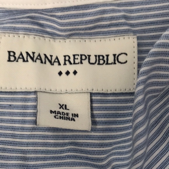 Banana Republic Stripped Button Up White Neck Shirt Men Size XL - Picture 4 of 8
